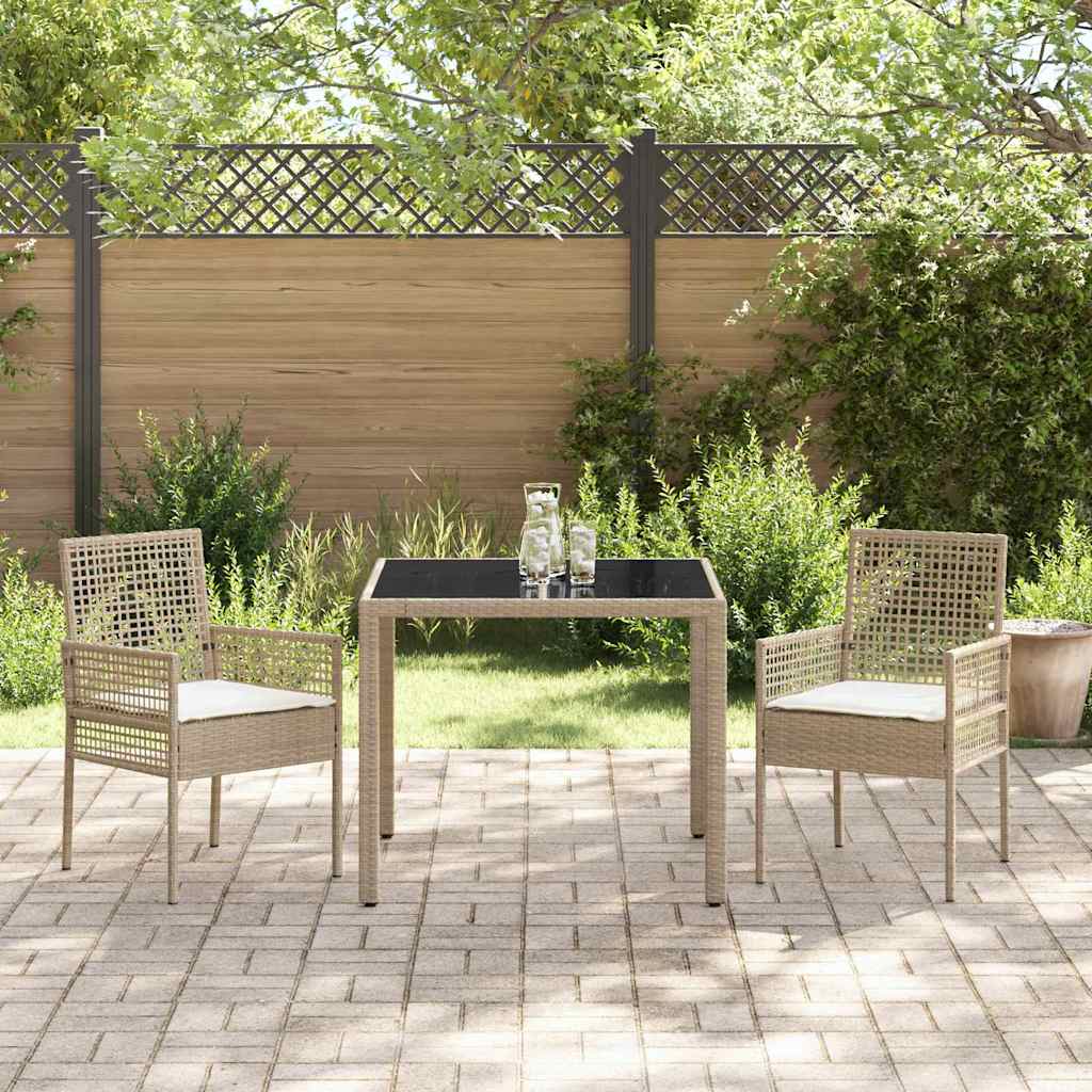 Set da Pranzo per Giardino 3 pcs Beige Poly Rattan 3334887