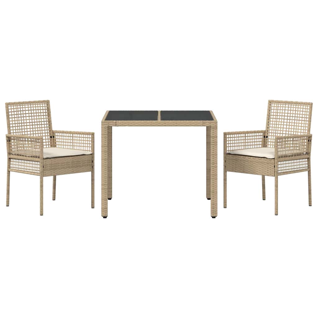 Set da Pranzo per Giardino 3 pcs Beige Poly Rattan 3334887