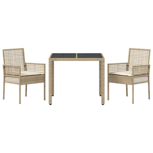 Set da Pranzo per Giardino 3 pcs Beige Poly Rattan 3334887