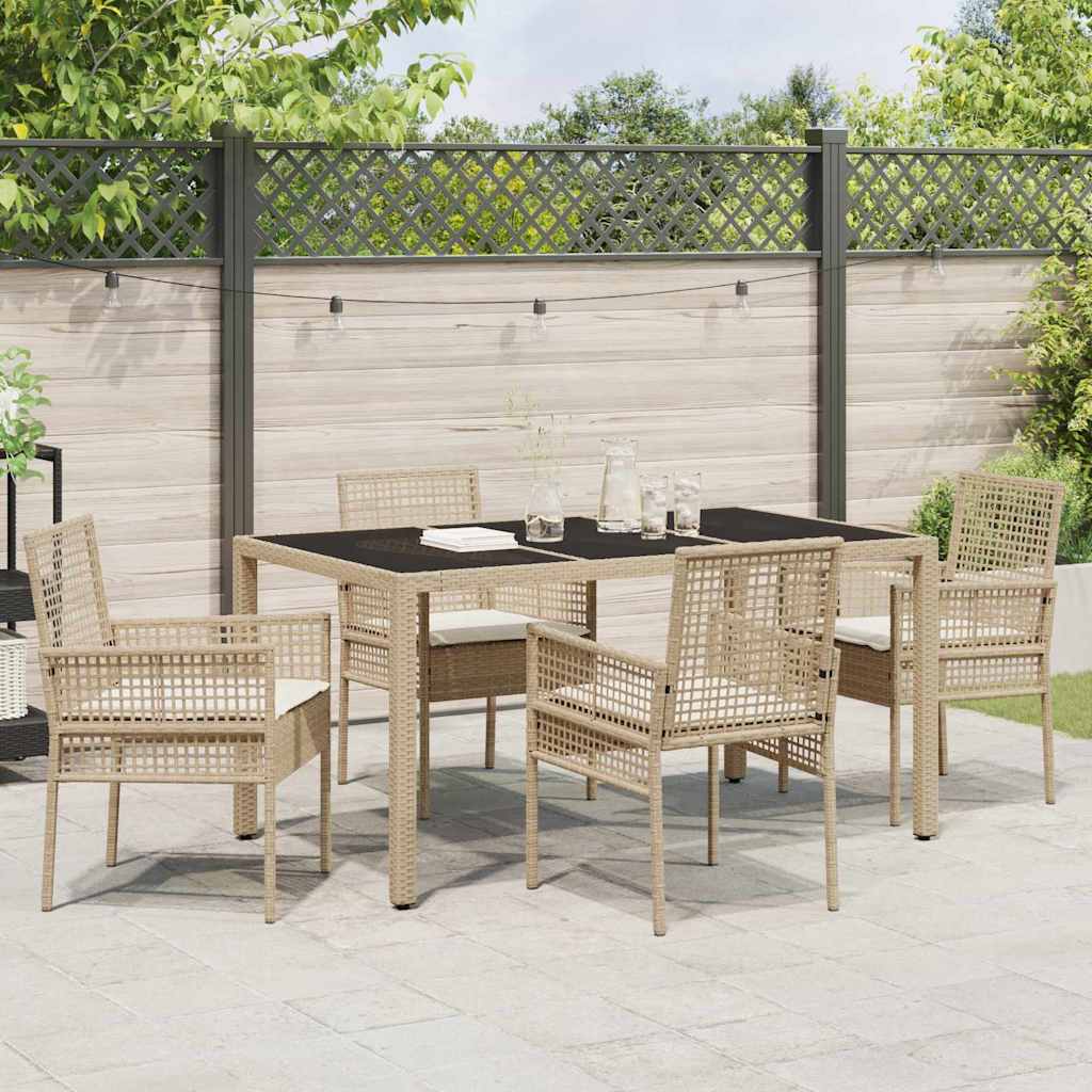 Set da Pranzo per Giardino 5 pcs Beige Poly Rattan 3334889
