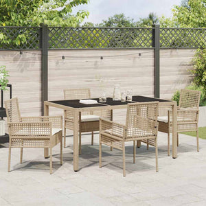 Set da Pranzo per Giardino 5 pcs Beige Poly Rattan 3334889