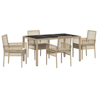Set da Pranzo per Giardino 5 pcs Beige Poly Rattan 3334889