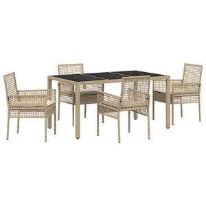 Set da Pranzo per Giardino 5 pcs Beige Poly Rattan 3334889