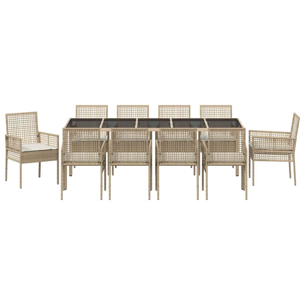 Set da Pranzo per Giardino 11 pcs Beige Poly Rattan 3334894