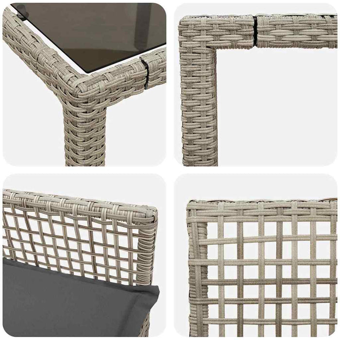 Set da Pranzo per Giardino 3 pcs Grigio chiaro Poly Rattan 3334895
