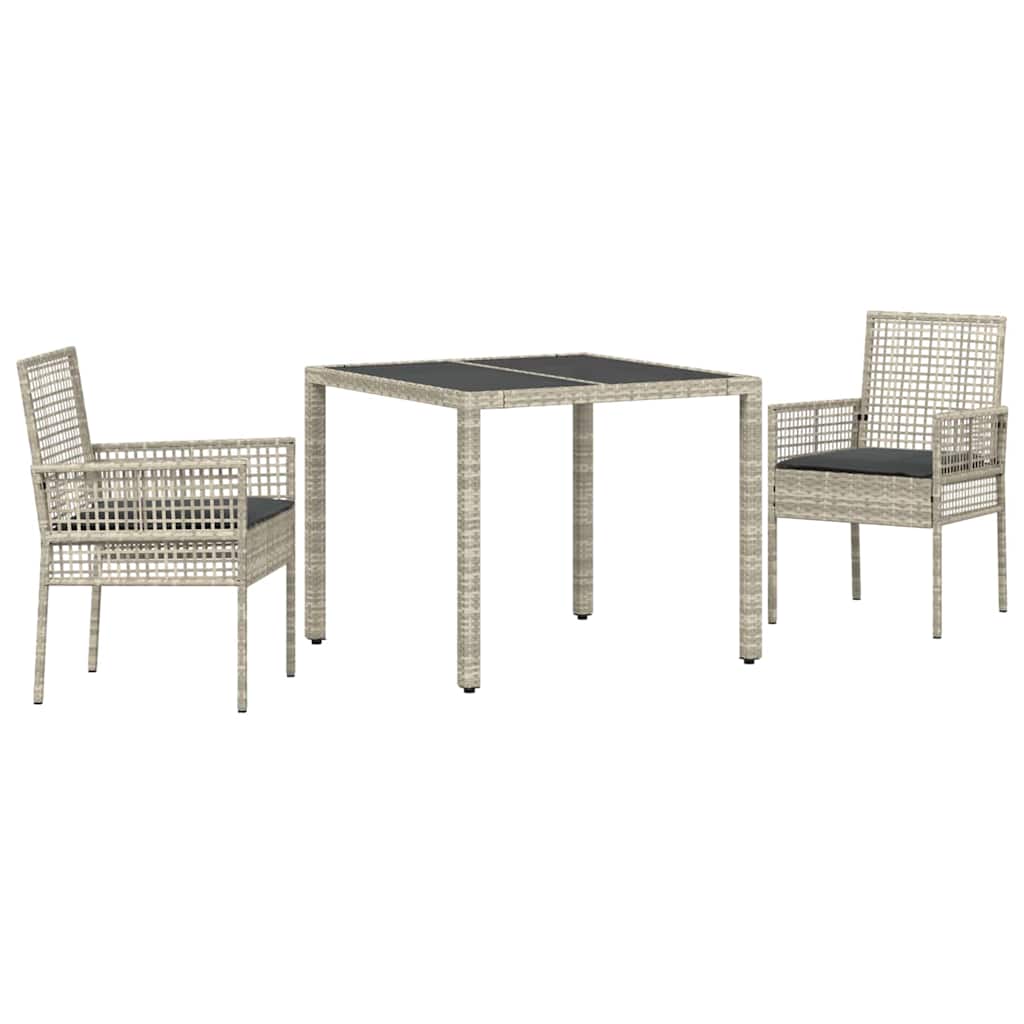 Set da Pranzo per Giardino 3 pcs Grigio chiaro Poly Rattan 3334895