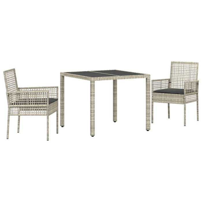 Set da Pranzo per Giardino 3 pcs Grigio chiaro Poly Rattan 3334895
