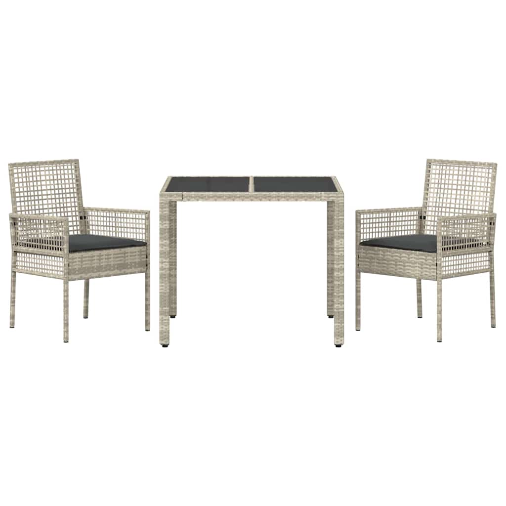 Set da Pranzo per Giardino 3 pcs Grigio chiaro Poly Rattan 3334895