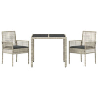 Set da Pranzo per Giardino 3 pcs Grigio chiaro Poly Rattan 3334895