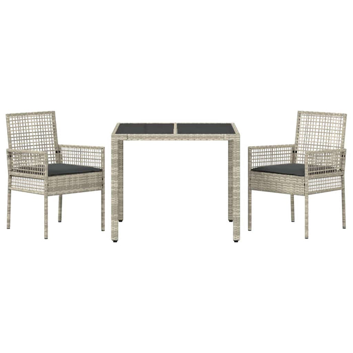 Set da Pranzo per Giardino 3 pcs Grigio chiaro Poly Rattan 3334895