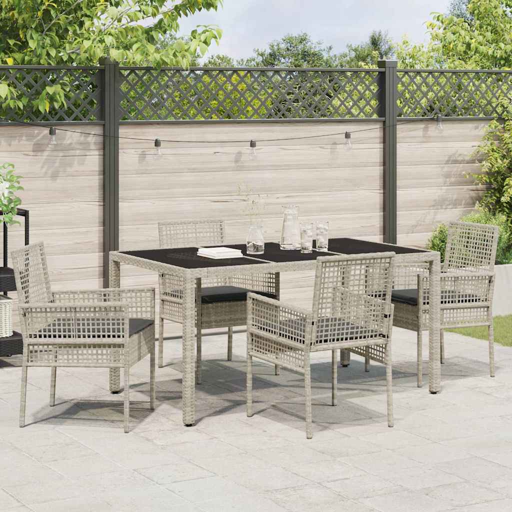 Set da Pranzo per Giardino 5 pcs Grigio chiaro Poly Rattan 3334897