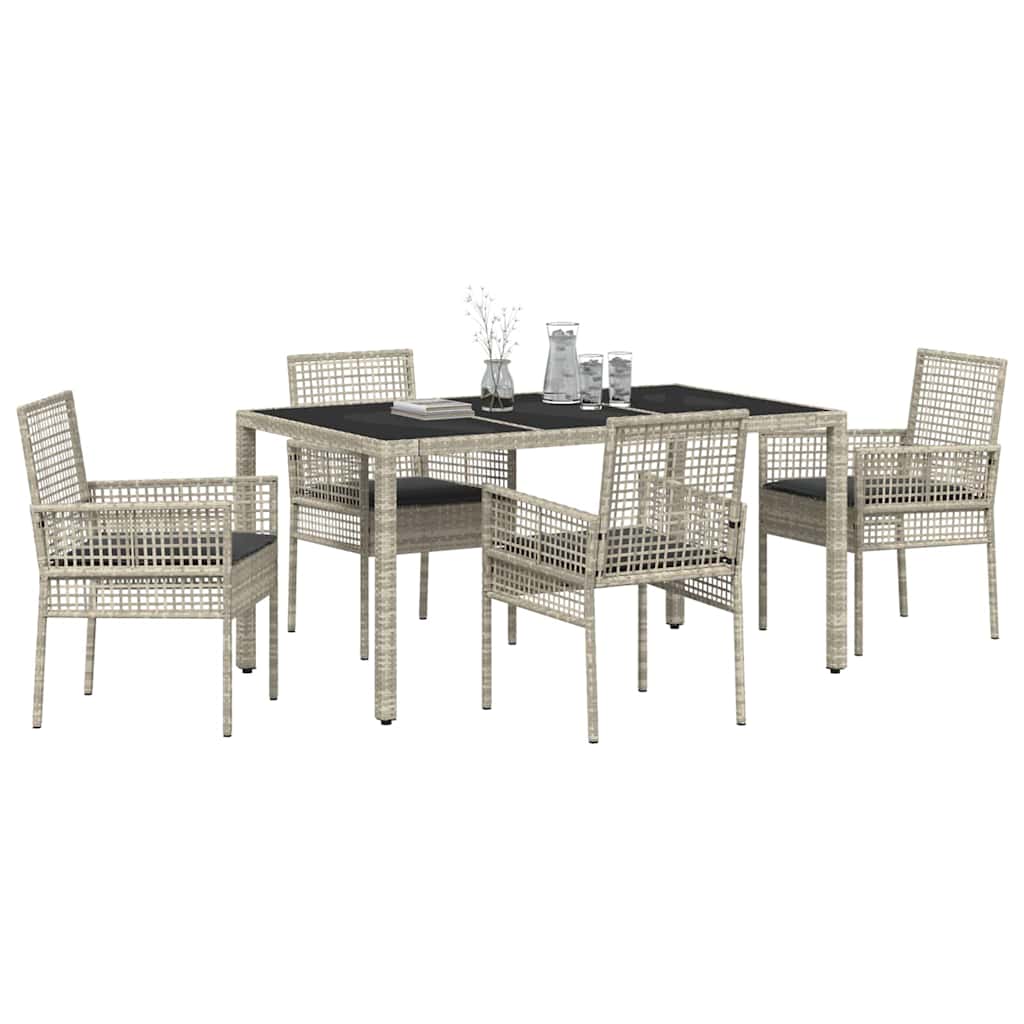 Set da Pranzo per Giardino 5 pcs Grigio chiaro Poly Rattan 3334897