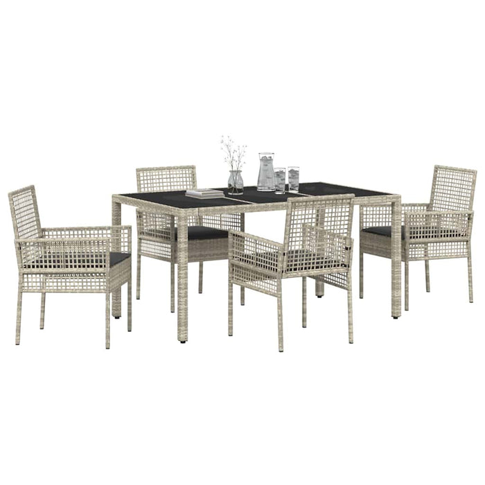 Set da Pranzo per Giardino 5 pcs Grigio chiaro Poly Rattan 3334897