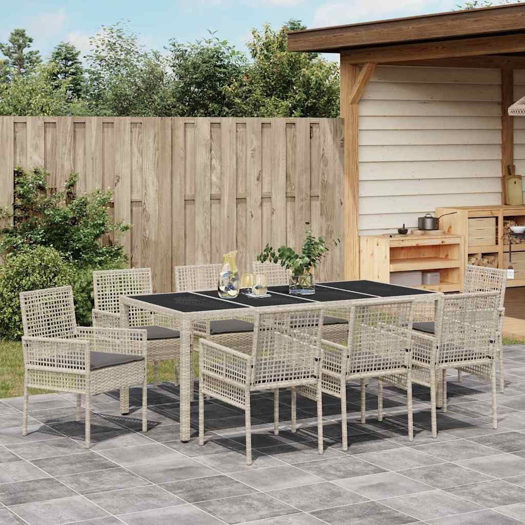 Set da Pranzo per Giardino 9 pcs Grigio chiaro Poly Rattan 3334900