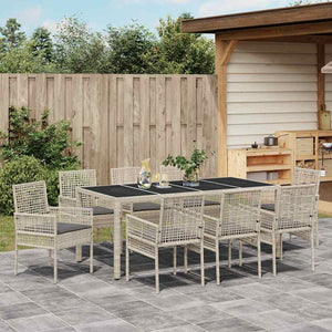 Set da Pranzo per Giardino 9 pcs Grigio chiaro Poly Rattan 3334900
