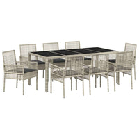Set da Pranzo per Giardino 9 pcs Grigio chiaro Poly Rattan 3334900