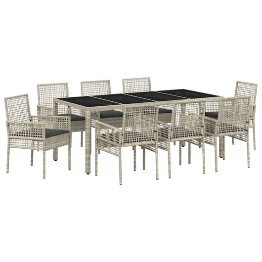 Set da Pranzo per Giardino 9 pcs Grigio chiaro Poly Rattan 3334900