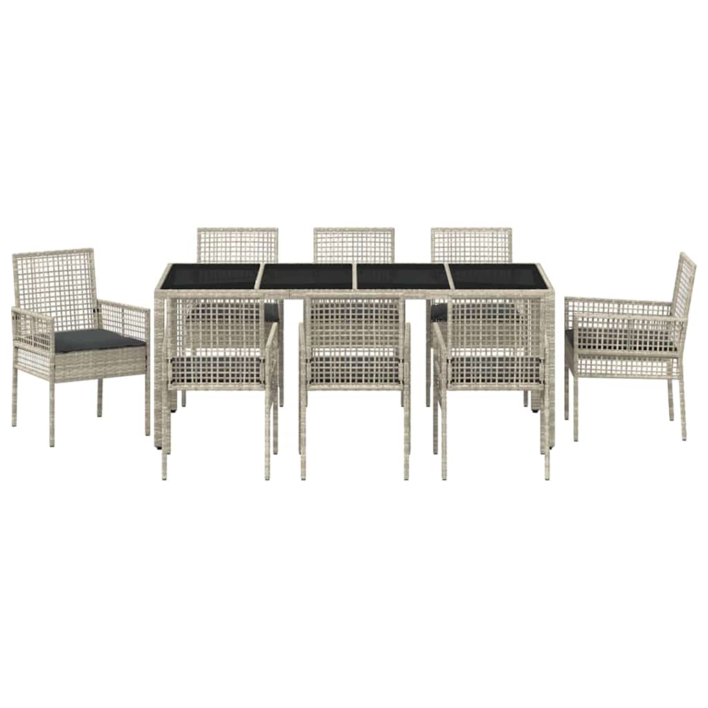 Set da Pranzo per Giardino 9 pcs Grigio chiaro Poly Rattan 3334900