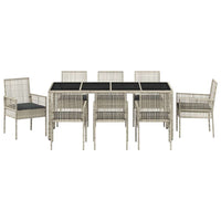 Set da Pranzo per Giardino 9 pcs Grigio chiaro Poly Rattan 3334900