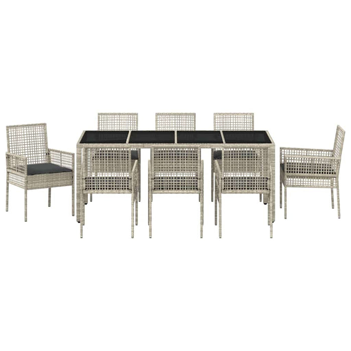 Set da Pranzo per Giardino 9 pcs Grigio chiaro Poly Rattan 3334900