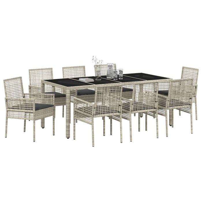 Set da Pranzo per Giardino 9 pcs Grigio chiaro Poly Rattan 3334900