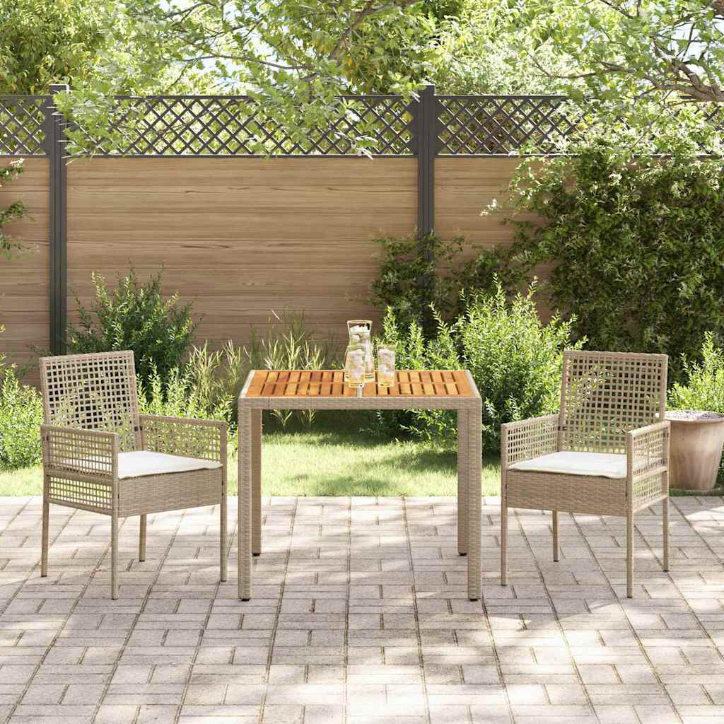 Set da Pranzo per Giardino 3 pcs Beige Poly Rattan 3334917