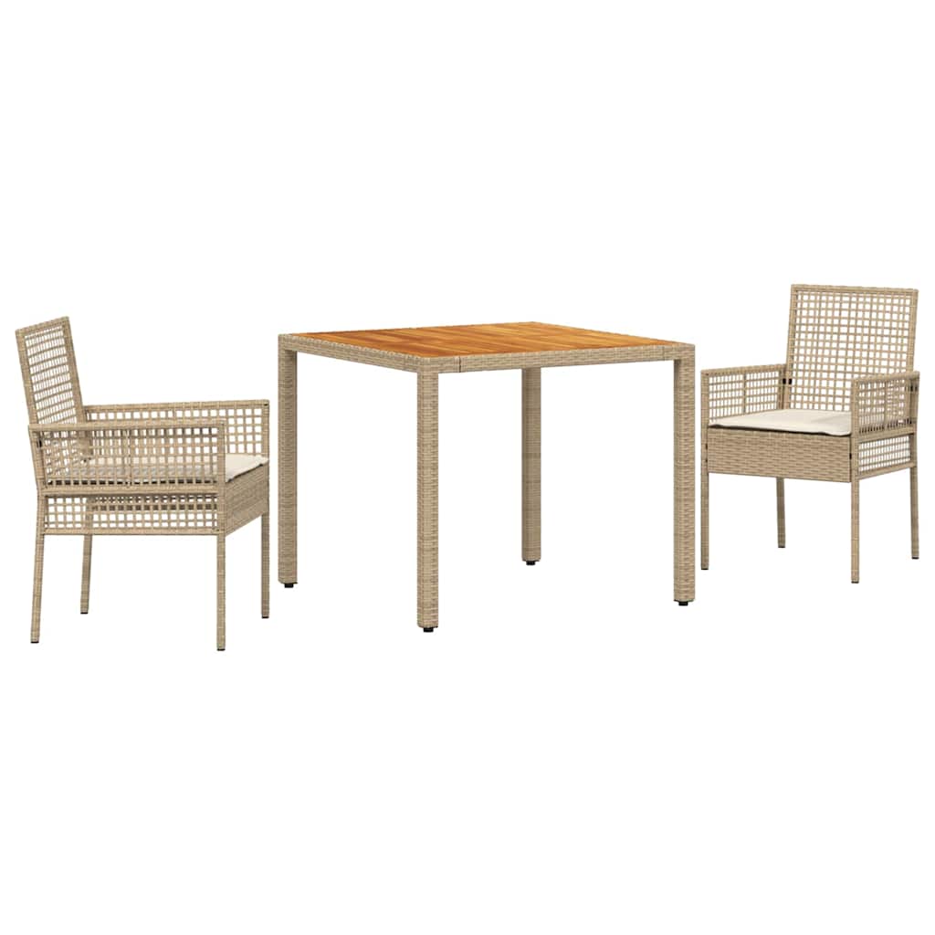 Set da Pranzo per Giardino 3 pcs Beige Poly Rattan 3334917