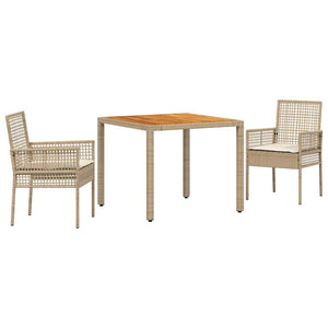 Set da Pranzo per Giardino 3 pcs Beige Poly Rattan 3334917