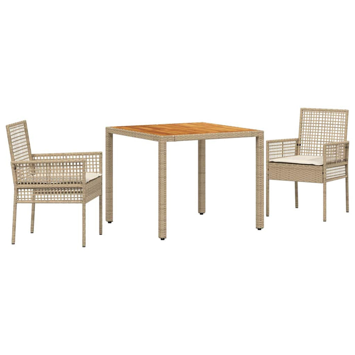 Set da Pranzo per Giardino 3 pcs Beige Poly Rattan 3334917