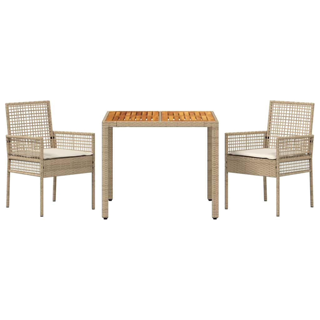 Set da Pranzo per Giardino 3 pcs Beige Poly Rattan 3334917