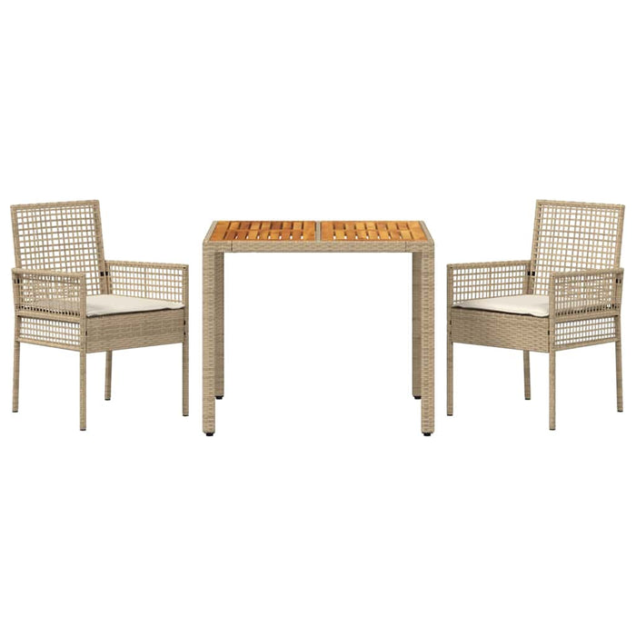Set da Pranzo per Giardino 3 pcs Beige Poly Rattan 3334917