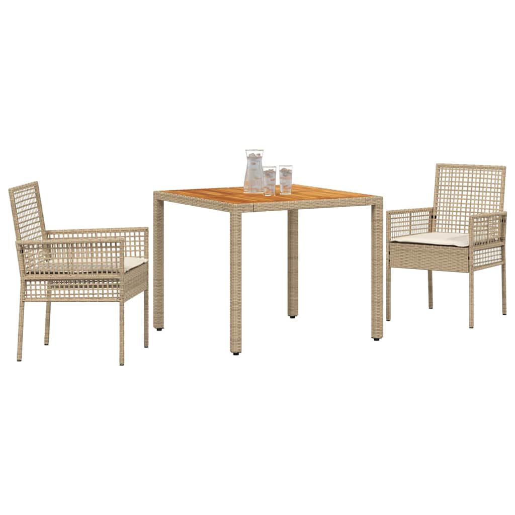 Set da Pranzo per Giardino 3 pcs Beige Poly Rattan 3334917