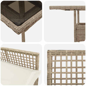 Set pranzo giardino  3 pezzi beige poli rattan 3334931