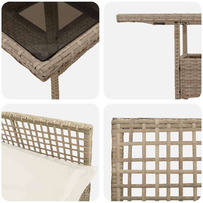 Set pranzo giardino  3 pezzi beige poli rattan 3334931
