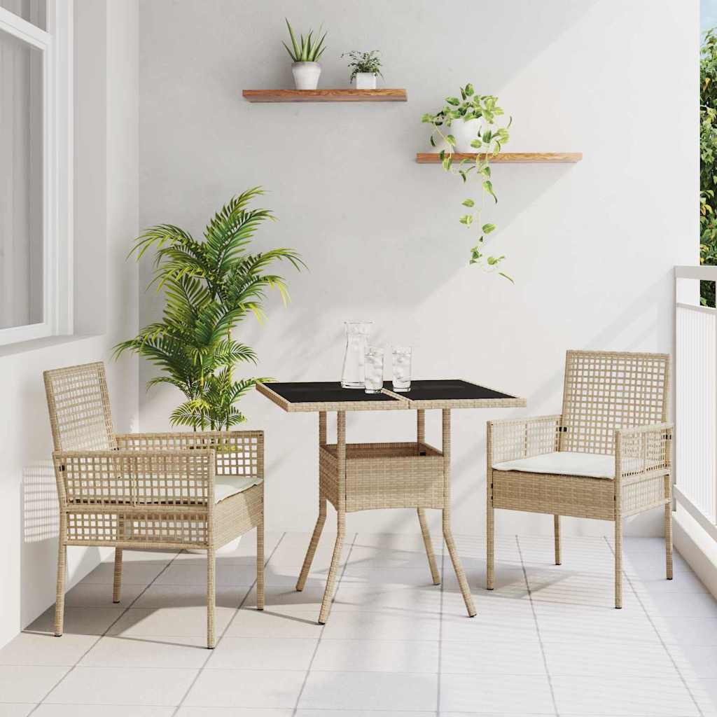 Set pranzo giardino  3 pezzi beige poli rattan 3334931