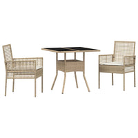 Set pranzo giardino  3 pezzi beige poli rattan 3334931