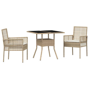 Set pranzo giardino  3 pezzi beige poli rattan 3334931