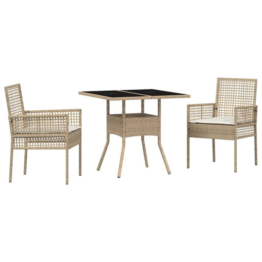 Set pranzo giardino  3 pezzi beige poli rattan 3334931