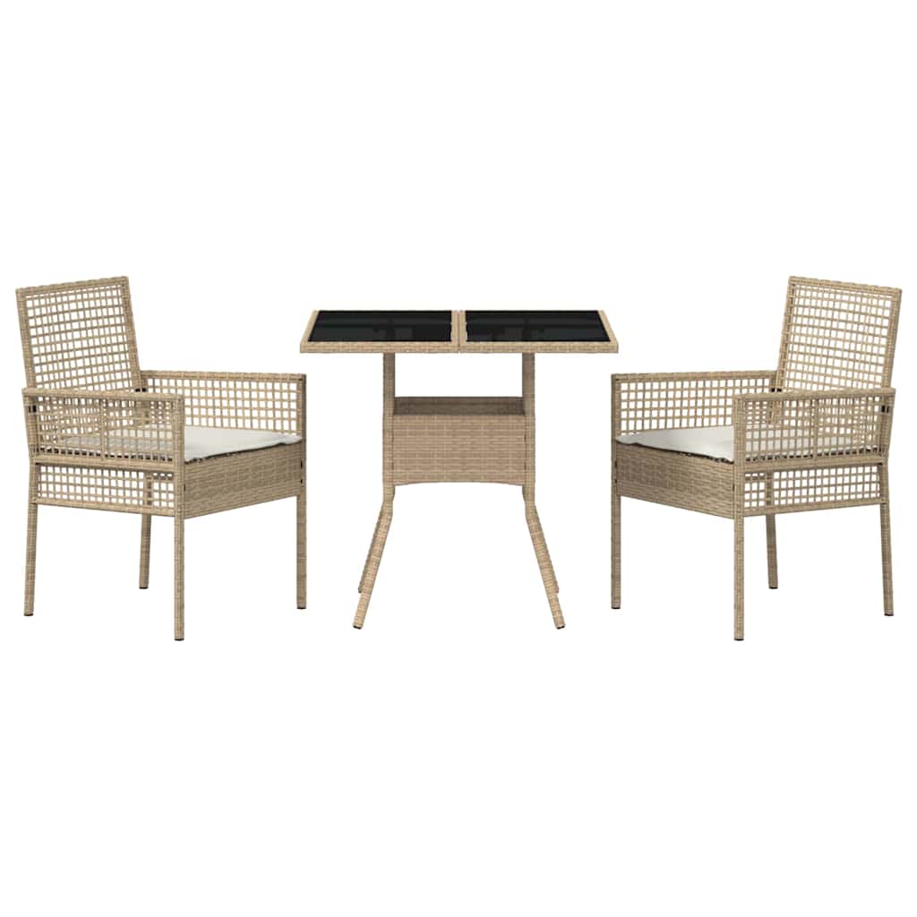 Set pranzo giardino  3 pezzi beige poli rattan 3334931