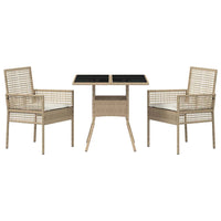 Set pranzo giardino  3 pezzi beige poli rattan 3334931