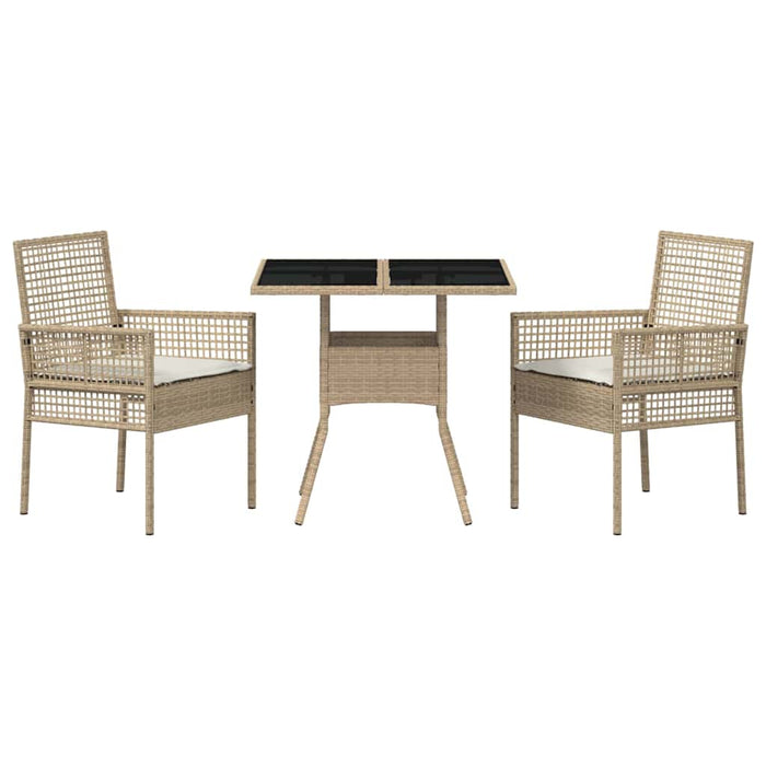 Set pranzo giardino  3 pezzi beige poli rattan 3334931