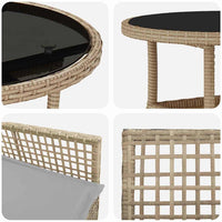 Set da Pranzo per Giardino 3 pcs Beige Poly Rattan 3334947