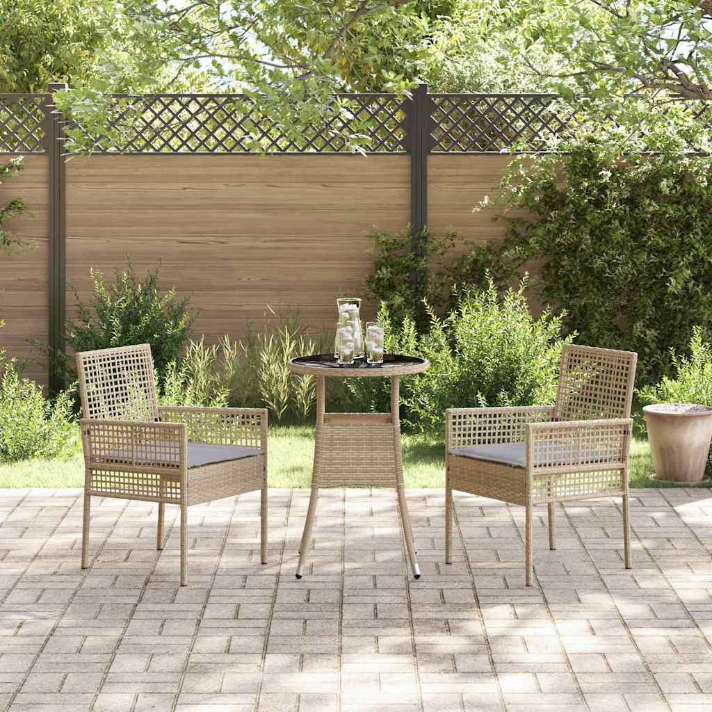 Set da Pranzo per Giardino 3 pcs Beige Poly Rattan 3334947