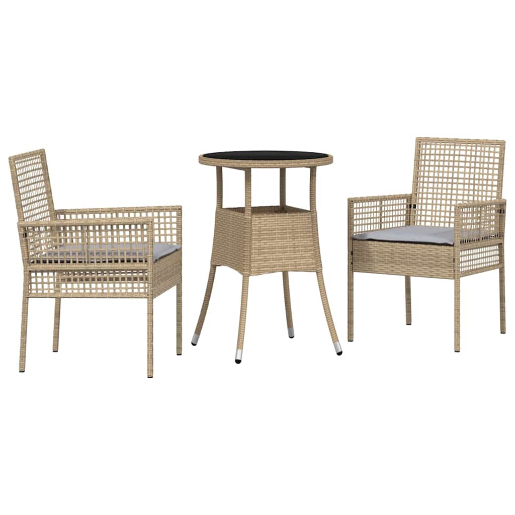Set da Pranzo per Giardino 3 pcs Beige Poly Rattan 3334947