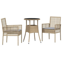 Set da Pranzo per Giardino 3 pcs Beige Poly Rattan 3334947