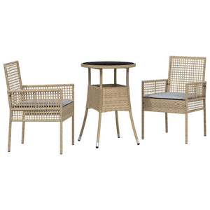 Set da Pranzo per Giardino 3 pcs Beige Poly Rattan 3334947