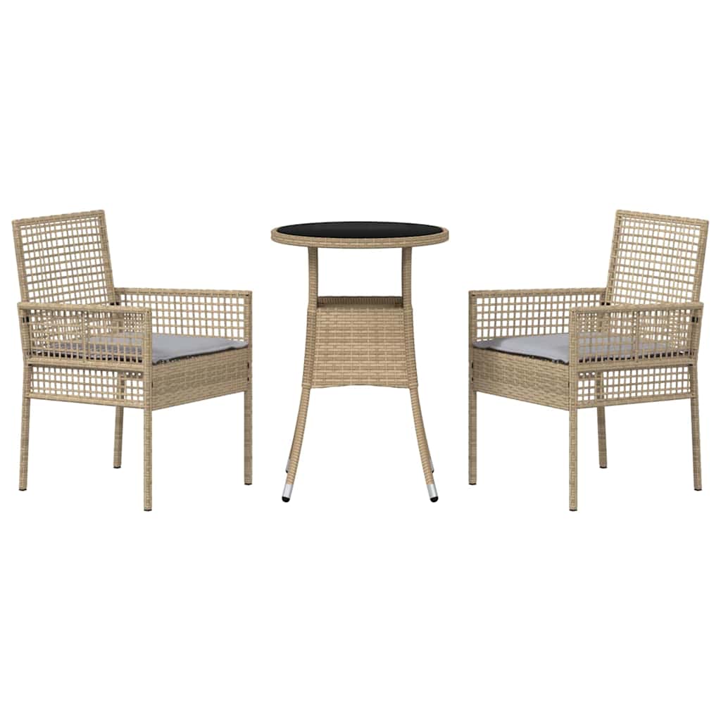 Set da Pranzo per Giardino 3 pcs Beige Poly Rattan 3334947