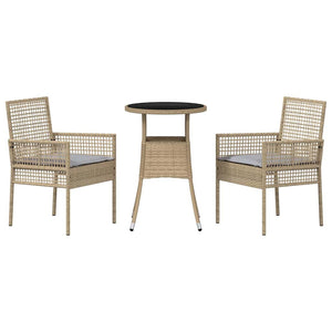Set da Pranzo per Giardino 3 pcs Beige Poly Rattan 3334947