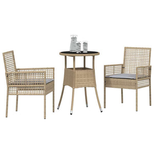 Set da Pranzo per Giardino 3 pcs Beige Poly Rattan 3334947