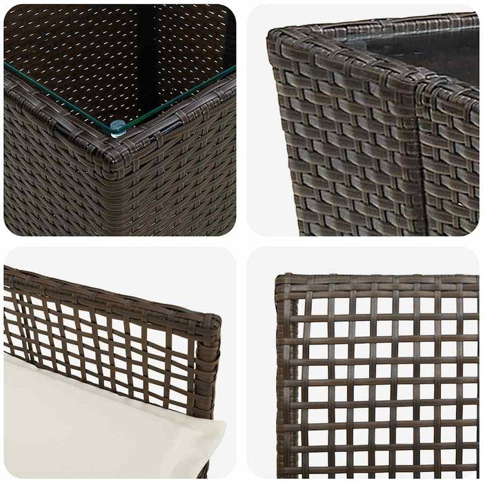 Set Bistro da Giardino 3 pcs Marrone Poly Rattan 3334956